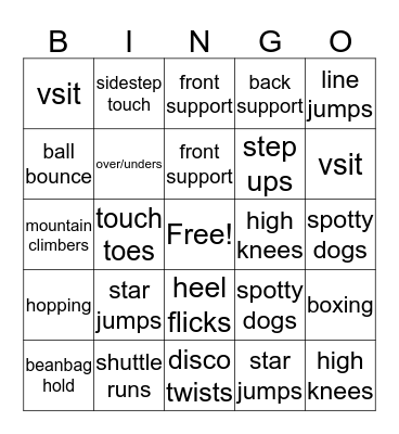 Fitness Fun Bingo! Bingo Card