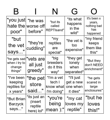 bad pet care excuse bingo Card