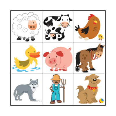 Farm Animals Bingo Card