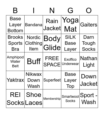 Mt. Pumkin Bingo - Clothing/Footwear Bingo Card