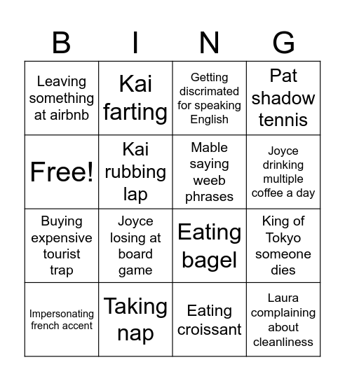 Lafufu Bingo Card