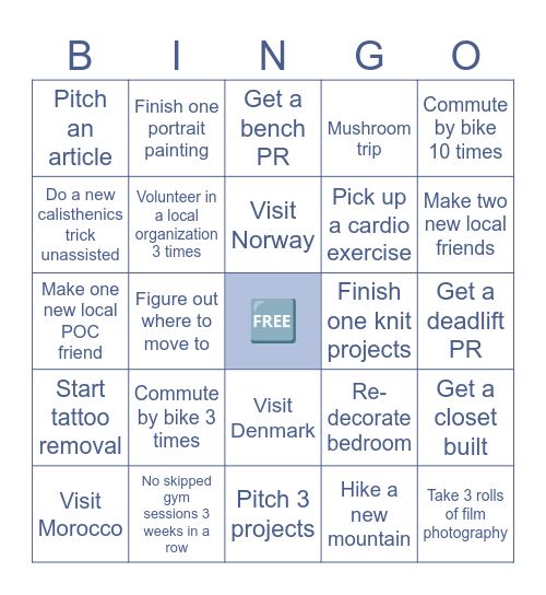 2025 Goals Bingo Card