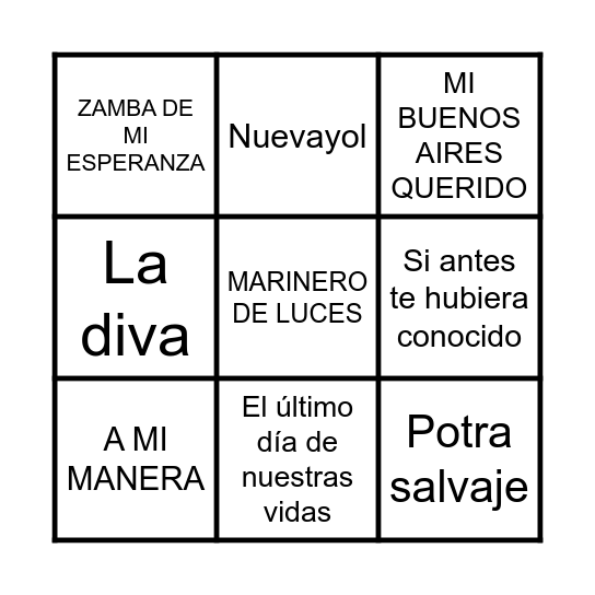 BINGO MUSICAL Bingo Card