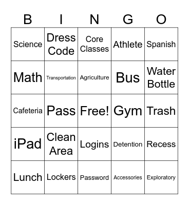 Opening Day Bingo Card