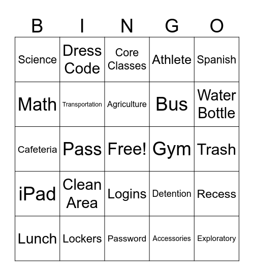 Opening Day Bingo Card