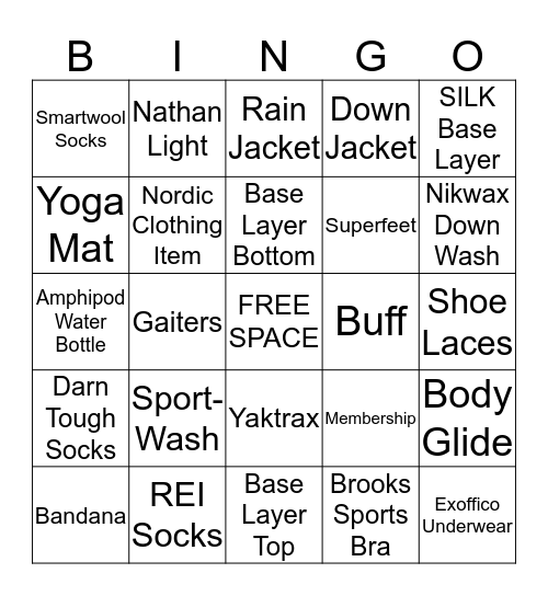 Mt. Pumpkin Bingo - Clothing & Footwear Bingo Card