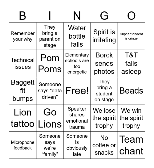 Kick Off Bingo Card