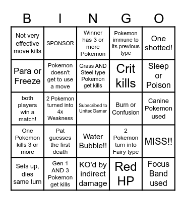 Then we fight bingo UG Bingo Card