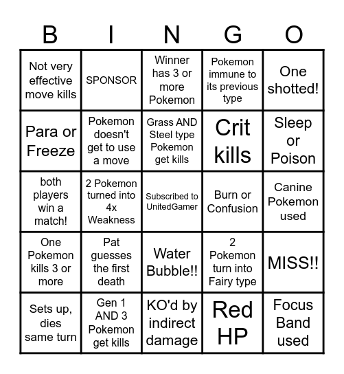 Then we fight bingo UG Bingo Card