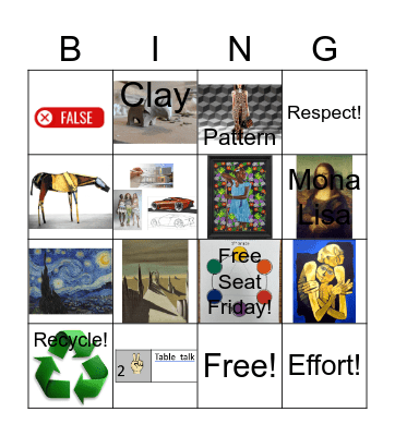 Art Class Bingo Card