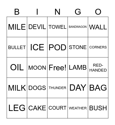 IDIOM BINGO Card