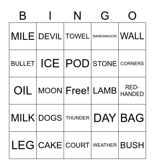 IDIOM BINGO Card