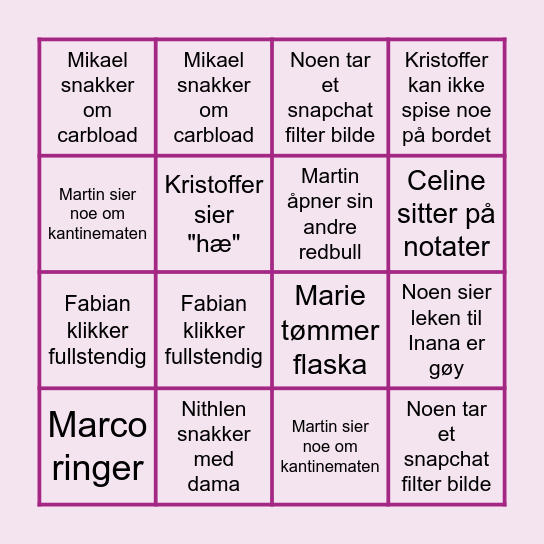 Bin-Go to Gate Bingo Card