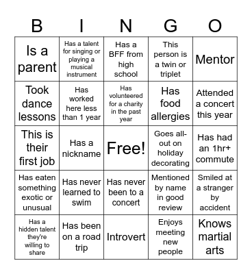 SAFY Getting to Know You Bingo Card