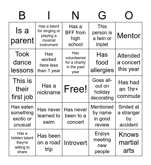 SAFY Getting to Know You Bingo Card