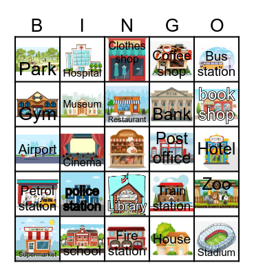 PLACES IN TOWN Bingo Card