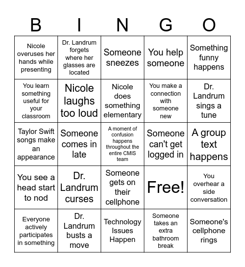 #BetterTogether Bingo Card