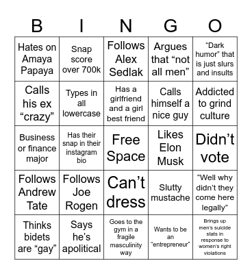 Red Flag Bingo Card