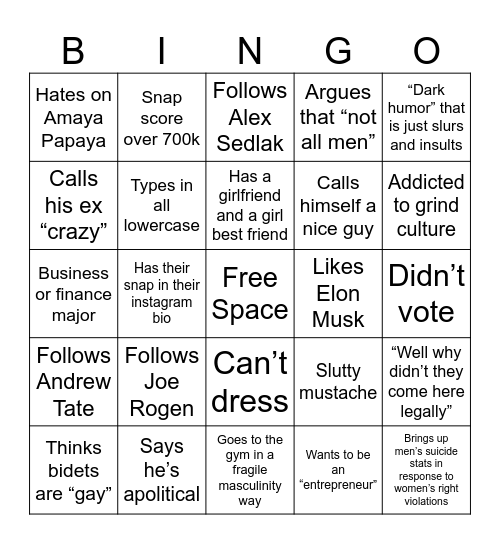 Red Flag Bingo Card