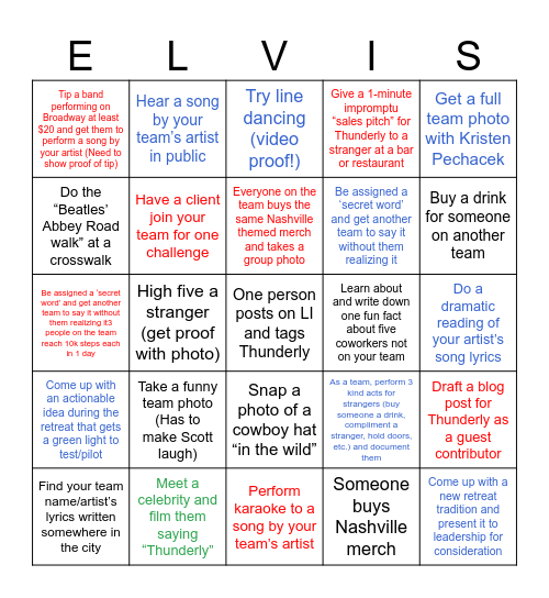 Thunderly Retreat 2025 Bingo Card