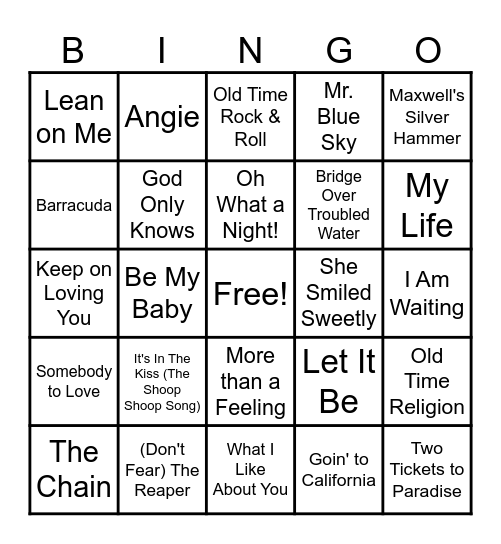 Noah's Favs Bingo Card