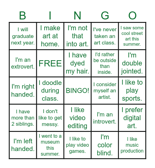 Multimedia Bingo!! Bingo Card