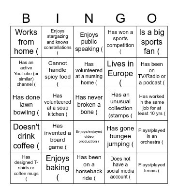 Find Someone Who... Bingo Card