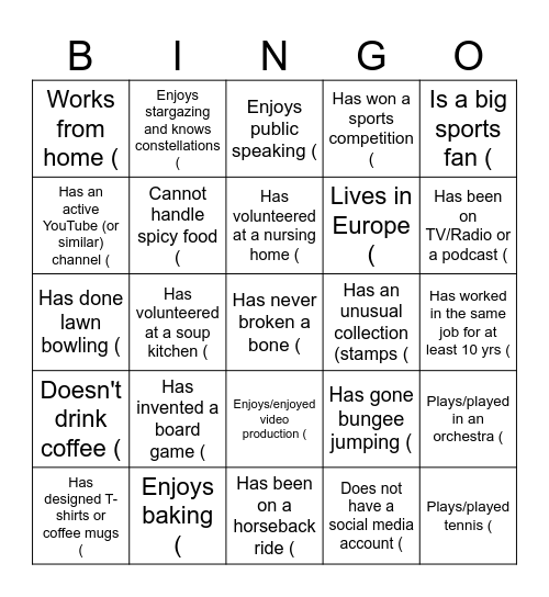 Find Someone Who... Bingo Card