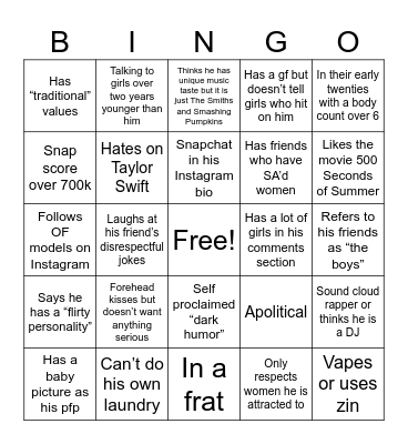 Red Flag Bingo Card