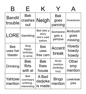 COWBOINGO Bingo Card