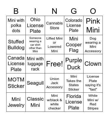 Mini Bingo Card