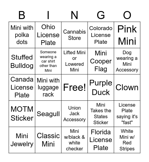 Mini Bingo Card