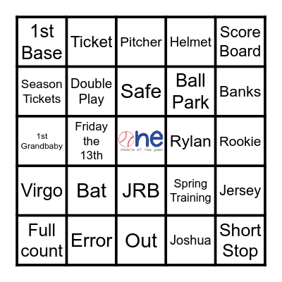 Joshua's Rookie Year Bingo Card