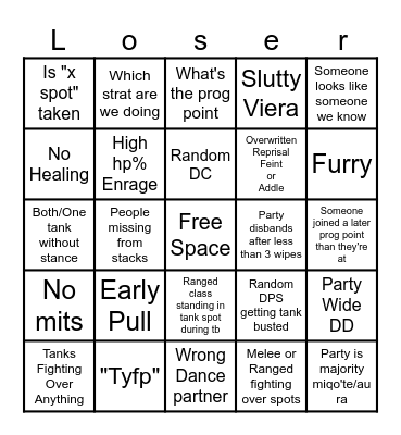 Savage PF Bingo Card