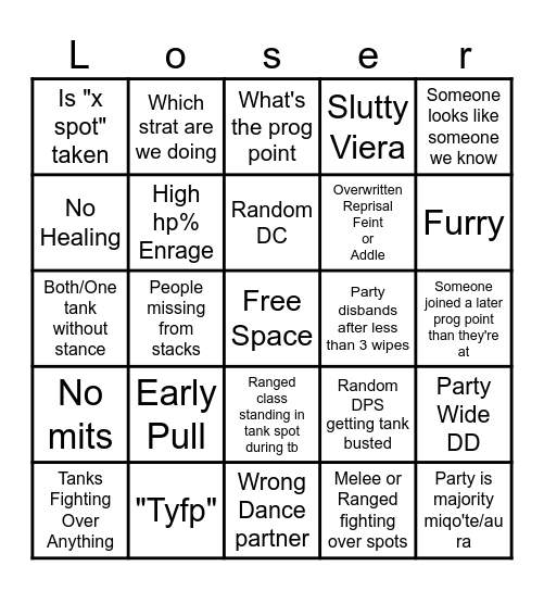 Savage PF Bingo Card