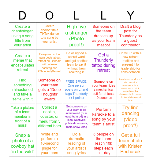 Thunderly Retreat 2025 BINGO Card