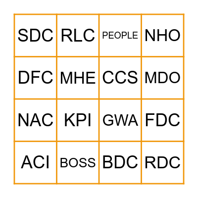 Supply Chain HR Bingo Card