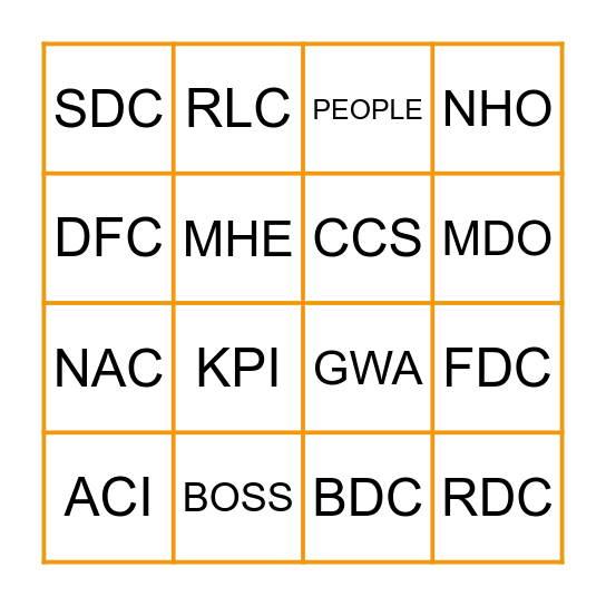 Supply Chain HR Bingo Card