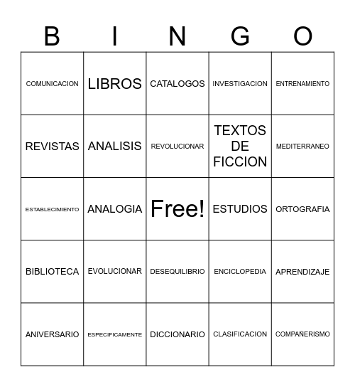 MULTISILABAS Bingo Card