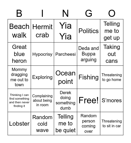 Maine Bingo Card