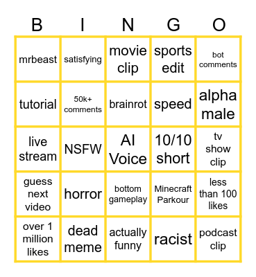 Untitled Bingo Card