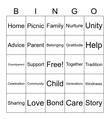 FAMILY Bingo Card