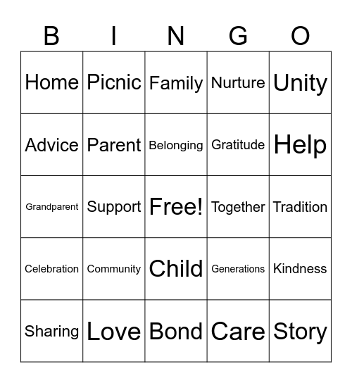 FAMILY Bingo Card