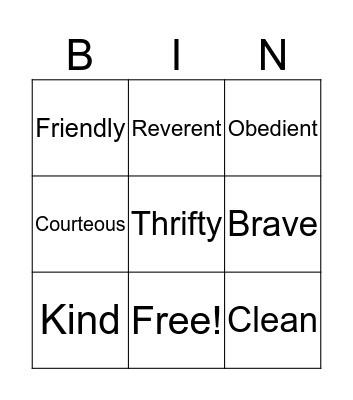 Scout Bingo Card
