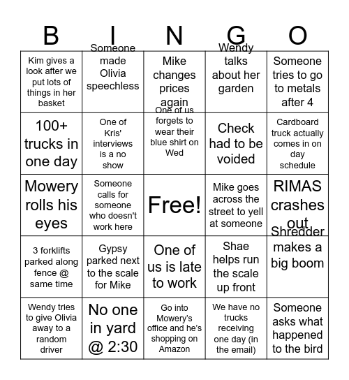 AUGUST Bingo Card