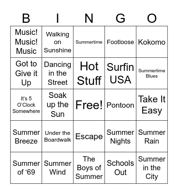Summer Bingo Card