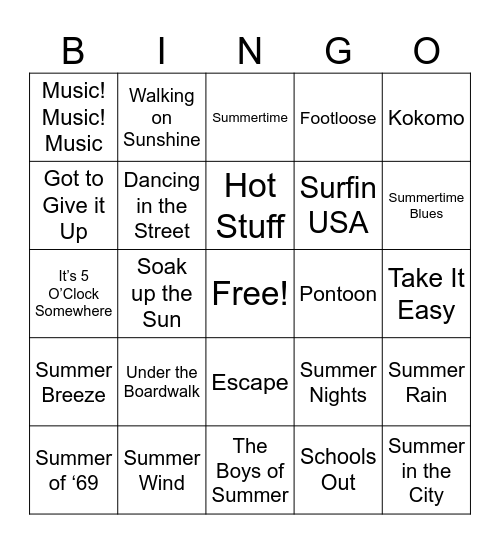 Summer Bingo Card