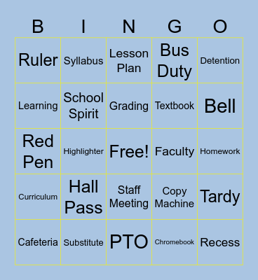 Valley View 100 Years Bingo Card