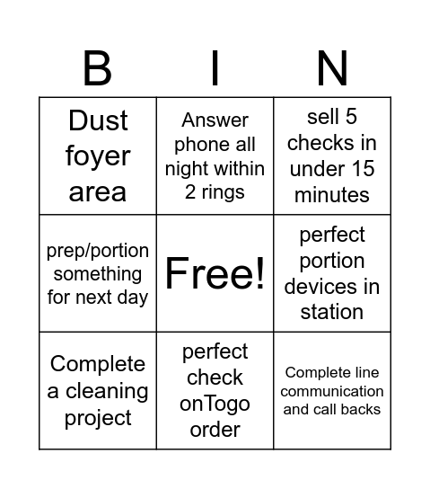 Host BINGO Card