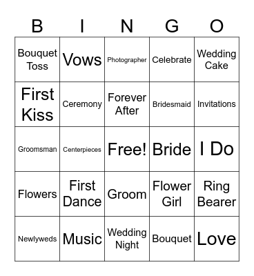 Bridal Shower Bingo Card